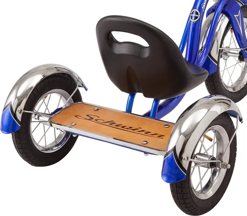 Miniatura 4 de Schwinn Triciclo Roadster, bicicleta de rueda delantera de 12 pulgadas para niños de 2 a 4 años, centro de gravedad bajo, marco de acero retro, Azul