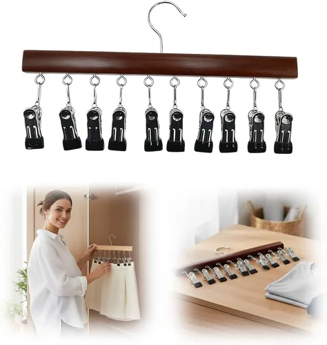Organizador de leggings para armario, perchas para pantalones con 10 clips, ahorro de espacio para ropa y sombreros, organizador colgante de armario