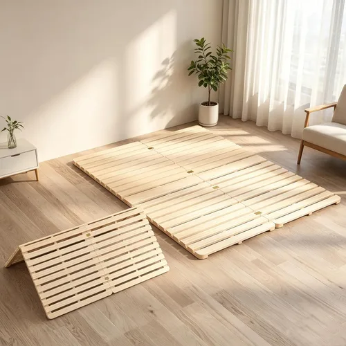 Miniatura 11 de LILYPELLE Floor Bed Frame, Foldable Tatami Bed Frame, Breathable Moisture-Proof Bed Plate, Japanese Floor Bed, Wood Slatted Floor Bed Frame for