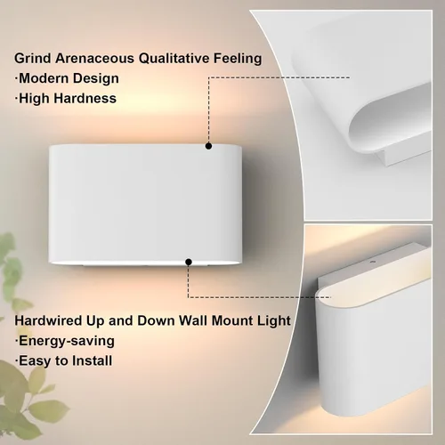 Miniatura 8 de Aipsun Aplique de pared LED moderno de aluminio para interiores, con cableado, juego de 2 luces de montaje en pared arriba y abajo, para sala