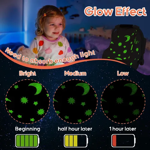 Miniatura 3 de Funda de asiento de automóvil para bebé, fundas de asiento de automóvil que brillan en la oscuridad, funda de asiento de automóvil infantil de felpa