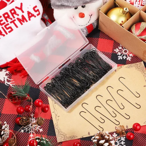 Miniatura 4 de SAVITA 200 ganchos para adornos de Navidad, 2.4 x 0.5 pulgadas, ganchos para adornos de árbol de Navidad en forma de C con caja de almacenamiento