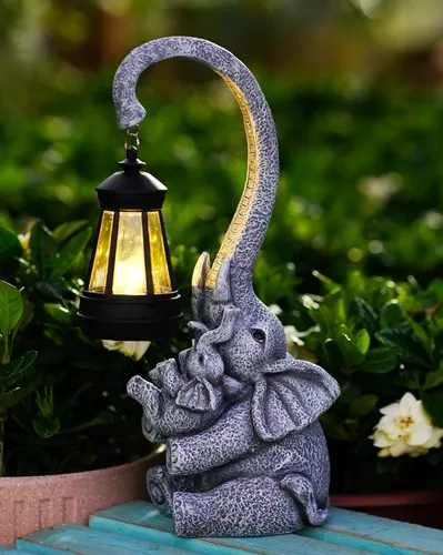 Miniatura 10 de Estatua de jardín solar de hadas Pohabery con luz de linternas, escultura solar impermeable para decoración al aire libre, para patio, jardín, Fairy