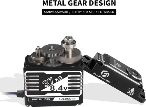 Miniatura 2 de Servos sin escobillas de 81.6 lbs, servo de alto par de 8.4 V, servo de Crwaler RC impermeable IP67 compatible con Sanwa SSR/NB4/Futaba