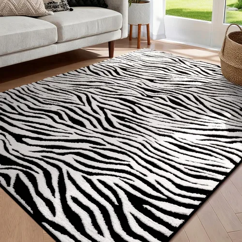 Miniatura 13 de YIHOUSE Alfombras de leopardo de 6 x 9 pies, alfombra suave de felpa lavable de pelo alto y bajo, antideslizante, no desprende pelusa, alfombra