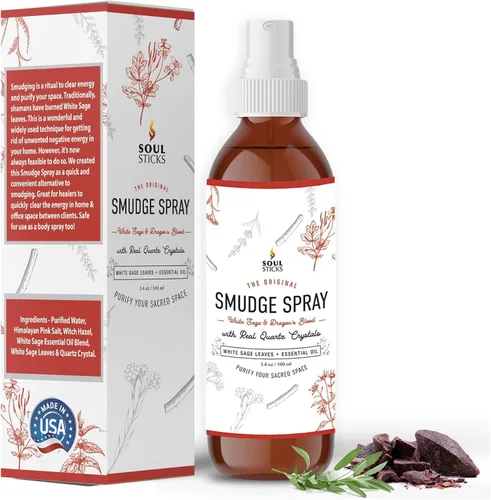 Miniatura 11 de SOUL STICKS Spray de Palo Santo y Sándalo para Limpieza y Energía Negativa Spray de Palo Santo 3.5oz con Cristales de Cuarzo Reales Spray