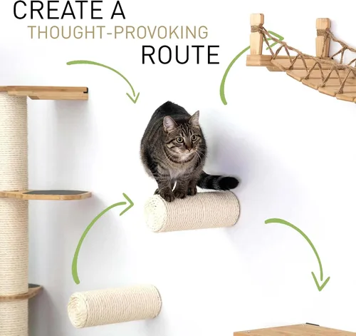 Catastrophic Creations - Poste rascador flotante para gatos, hecho a mano, estantes de pared para gatos y postes rascadores para gatos de interior,