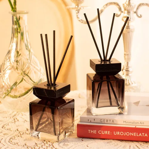 Miniatura 5 de Botellas difusoras de vidrio de fragancia, frascos difusores con tapas y palo de ratán, juego de 4 piezas de accesorios de fragancia de 6.8 fl oz