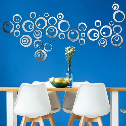 Miniatura 6 de Shappy 96 piezas de espejo circular, calcomanías de pared extraíbles para decoración de pared, calcomanías de espejo para sala de estar, dormitorio