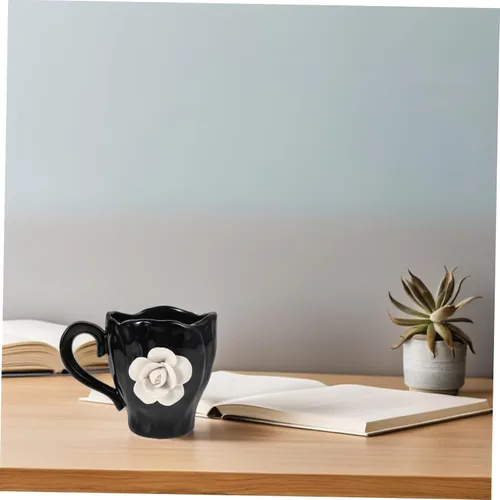 Miniatura 6 de Cabilock Bonita taza de café de cerámica floral con asa, taza de té de viaje irregular para mujer, diseño para té de tarde, Navidad y uso diario