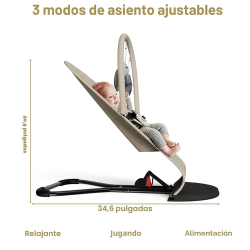 Miniatura 4 de Asiento Rebotador Portátil para Bebés para Infantes, 0-18 Meses, 3 Modos de Uso con Mecedora y Opciones Estacionarias, Silla Ergonómica