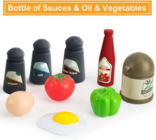 Miniatura 4 de Bruvoalon Juego de 32 piezas de juguetes de cocina para niños, juego de cocina de simulación para niños pequeños con ollas, sartenes, utensilios