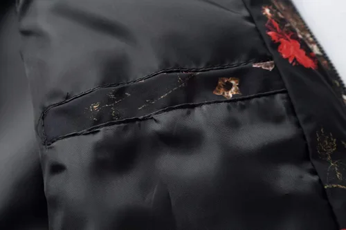 Miniatura 5 de HENGAO Chaqueta bomber con cremallera frontal y estampado de flores para hombre