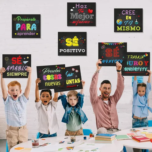Miniatura 4 de Faccito Letrero motivacional para decoración de aula en español, cartel positivo para porche, letrero inspirador para puerta, decoración de pared