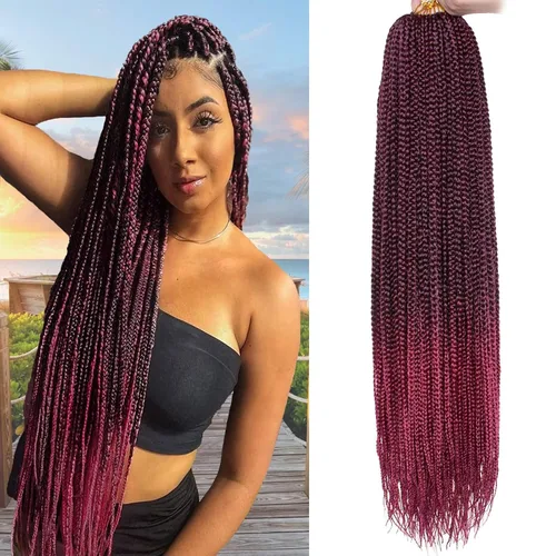Miniatura 66 de XTREND 10 Pulgadas 6 Paquetes Trenzas de Caja de Ganchillo Cabello Pre-anudado Sin Nudos Bobo Trenzas de Caja 3X Extensiones de Cabello Trenzado 1b#