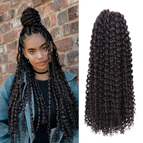 Miniatura 13 de Cabello de estilo Passion Twists de 14 pulgadas, cabello ondulado de ganchillo para mujeres negras, cabello rizado bohemio para trenzas de mariposa