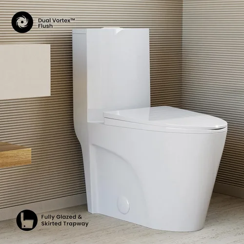 Miniatura 4 de Swiss Madison SM-1T254 St. Tropez - Inodoro de una pieza con descarga dual Tornado, 0.8/1.28 GPF, con asiento de cierre suave, altura cómoda BLANCO