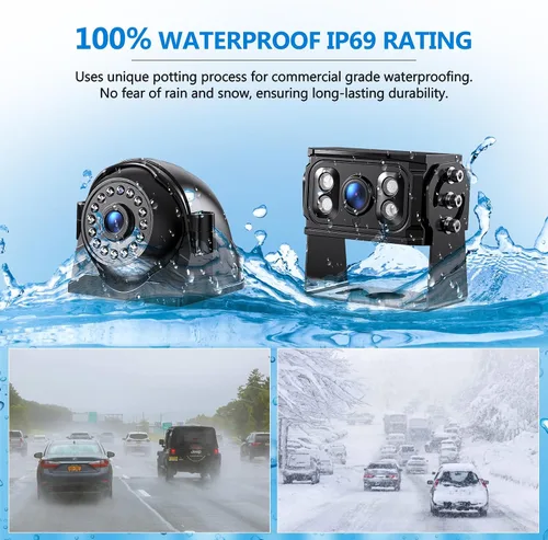 Miniatura 5 de Sistema de cámara de respaldo 4K RV de 10.1 pulgadas, monitor de pantalla táctil cuádruple dividida 4 cámaras de visión lateral trasera HD 1080P HD