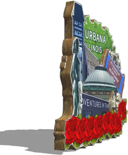 Miniatura 2 de Urbana Illinois USA - Imán de madera para nevera, 3D, monumentos de viaje, coleccionables, recuerdos, decoración hecha a mano