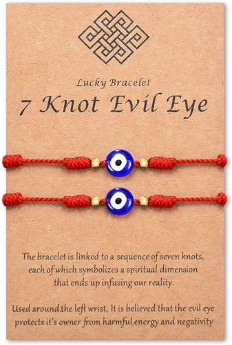 Miniatura 19 de Pulsera de 7 nudos contra el mal de ojo para mujeres, hombres y bebés, cuerda roja negra rosa, protección contra el mal de ojo, buena suerte, regalo