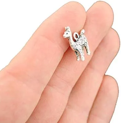 Miniatura 3 de Bohemian Findings 4 encantos de llama de alpaca en tono plateado antiguo 3D de dos caras - SC6970, Metal Zinc, No es una piedra preciosa