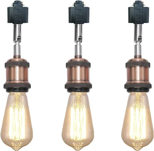 Miniatura 21 de Paquete de 1 unidad de diseño retro E26/E27 con base de título ajustable, ángulo de título rotado, sistema H, mini iluminación de cabeza de pista