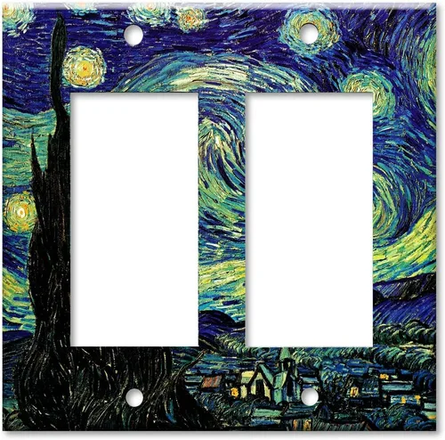 Miniatura 10 de Art Plates - Van Gogh: Placa de interruptor de noche estrellada - Palanca simple Single Toggle