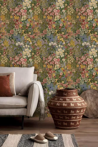 Miniatura 2 de Papel tapiz floral para despegar y pegar, papel de pared bohemio, extraíble, impermeable, patrón de pétalos verdes, papel de contacto