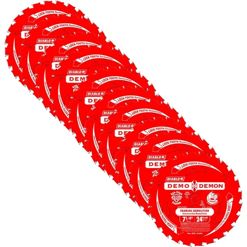 Diablo Demo Demon D0724DA - Hojas de sierra definitivas para enmarcar y demolición de 7 ¼ pulgadas x 24 dientes, paquete de 10 unidades, dientes de