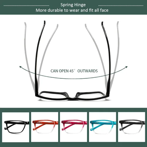 Miniatura 3 de JOSCHOO Paquete de 5 lentes de lectura para hombres y mujeres, bisagras de resorte, anteojos cómodos para leer (5Clours-3, 4.0)