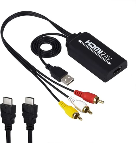 HDMI to RCA, HDMI to RCA Converter Cable, 1080P HDMI Converter to AV 3RCA CVBs Composite Video Audio Supports TV Stick, Roku, Chromecast, Apple TV,