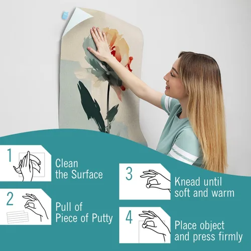 Miniatura 2 de Masilla adhesiva azul para póster, masilla de montaje reutilizable para colgar en la pared, hogar, oficina y aula, adhesivo no dañante, 2.6 onzas