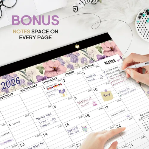 Miniatura 5 de Calendario de escritorio 2026, calendario de 18 meses desde enero de 2026 a junio de 2027, calendario mensual grande de 17 x 12 pulgadas