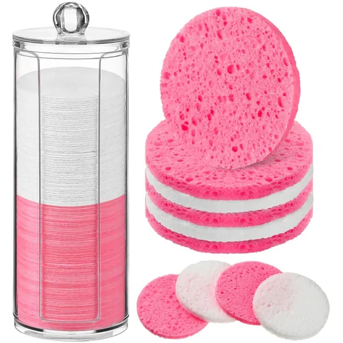 Miniatura 13 de Sieral 120 esponjas faciales comprimidas para mujeres con contenedor, almohadillas desechables para lavar la cara, exfoliante, esteticista, Lemon
