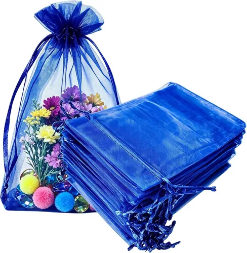Miniatura 43 de Paquetes de 50 bolsas de organza de regalo de 4 x 6 pulgadas, cordón negro a granel para baby shower, Navidad, cumpleaños de profesores, recuerdos