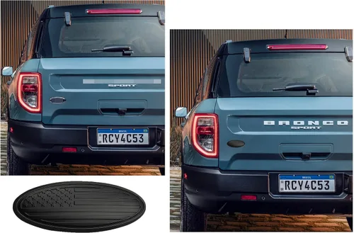 Miniatura 2 de Emblema de superposición de 5 pulgadas para puerta trasera ovalada de bandera negra americana para Ford Bronco 2021-2023 (negro mate)