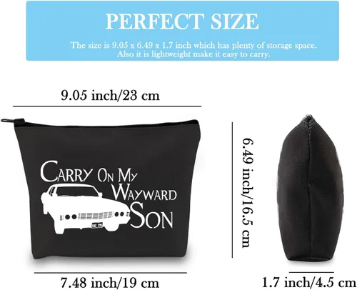 Miniatura 2 de Bolsa de maquillaje inspirada en programas de televisión Carry On My Wayward Hijo, para fanáticos y amigos, regalo, Carry On Negro