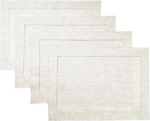 Miniatura 9 de D'Moksha Homes - Manteles individuales de lino - 14 x 19 pulgadas - Color natural - Juego de 4 manteles individuales con vainica, lavables a