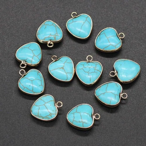 Miniatura 6 de QSLLER 6 colgantes de piedra natural, colgantes de turquesa azul natural en forma de corazón (0.591 x 0.709 in) para hacer joyas, collares, pulseras