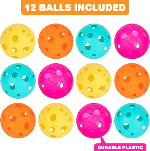 Miniatura 3 de ArtCreativity Bolas de repuesto de plástico para juego de cucharada, juego de 12 bolas ligeras de flujo de aire en 4 colores brillantes, accesorios