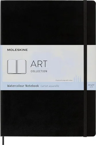 Moleskine Art - Cuaderno de acuarela, tapa dura, A4 (8.25 x 11.75 pulgadas), liso/en blanco, negro, 60 páginas