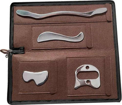 Gua sha - Juego de 4 herramientas de masaje Gussha de acero inoxidable, herramienta de masaje Gussha, herramienta de raspado muscular para terapia
