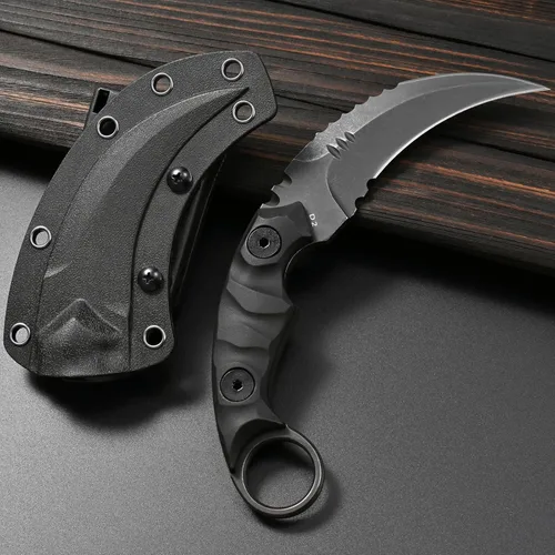 Miniatura 2 de Cuchillo de hoja fija Gtkii GTK691, hoja de acero D2, mango de nylon y fibra de vidrio con funda Kydex para camping al aire libre, caza, senderismo