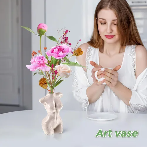 Miniatura 5 de Jarrón de cuerpo moderno y elegante, florero de forma femenina, blanco, bohemio, decoración feminista y oficina