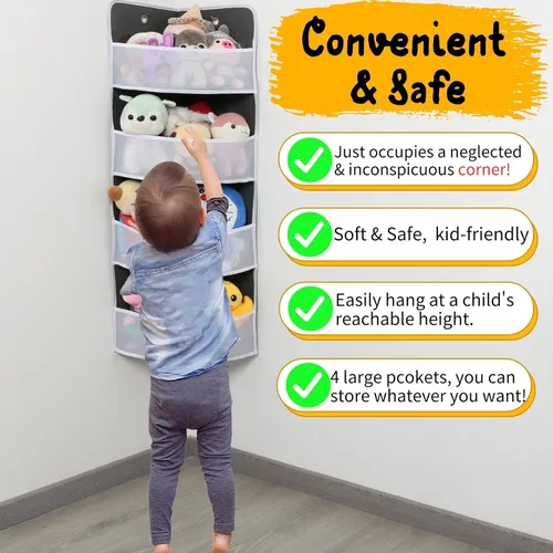 Miniatura 5 de Ofiray-home Estante esquinero suave Organizador colgante seguro Almacenamiento de pared apto para niños para artículos diversos, juguetes