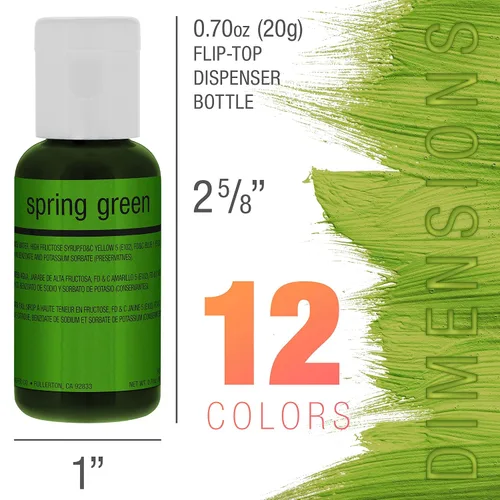 Miniatura 2 de U.S. Cake Supply Juego de colores para tartas de aerógrafo, los 12 colores más populares en botellas de 0.64 onzas líquidas (0.6 fl oz) fabricadas