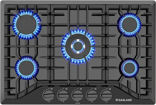 Miniatura 7 de GASLAND Placa de cocina a gas de 30 pulgadas, color negro, estufa de propano de 5 quemadores, placas de gas integradas convertibles a NG/LPG