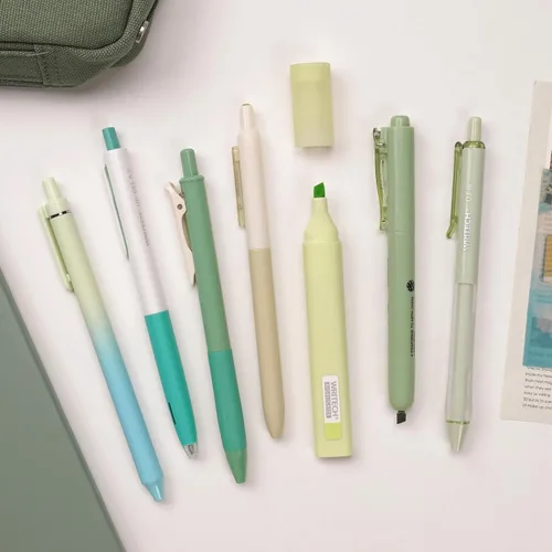 Miniatura 6 de WRITECH Bolígrafos de Gel para Diario y Resaltar: Set de Diario Estético, Colores Pastel Surtidos, Tinta de 0.5mm de Punta Fina, Retráctil, Verde