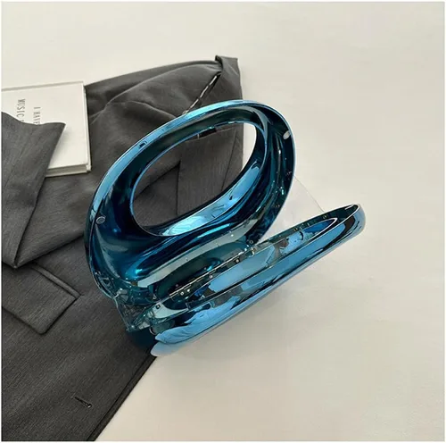Miniatura 7 de Bolso metálico en forma de luna - Bolso metálico de luna, bolso de mano metálico Y2k, bolso de mano de luna con cadena de metal