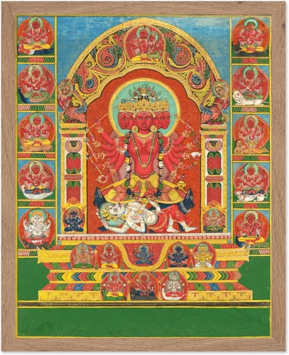 Poster Master Póster vintage – Diosa Tripurasundari – Deidad hindú, Nepal, Parvati, Shiva, Durga – Decoración de pared única para el hogar, Dem y